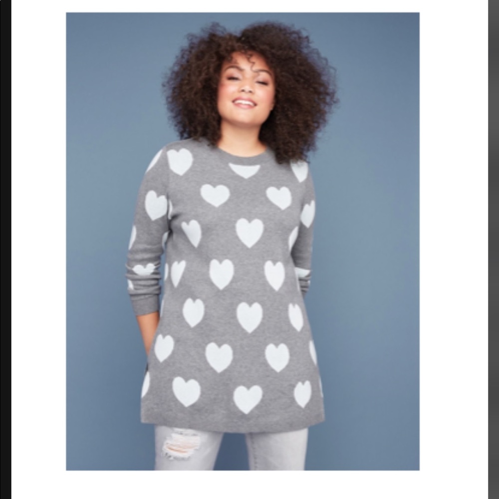 Hearts Graphic Tunic Sweater